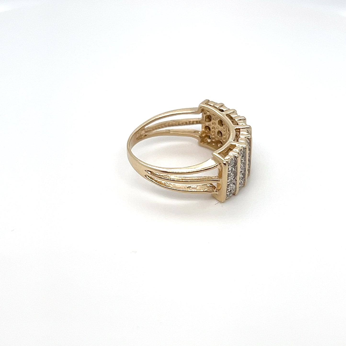 14K Yellow Gold Natural Diamond Multi-Row Ring – 4.3g – Size 5.75