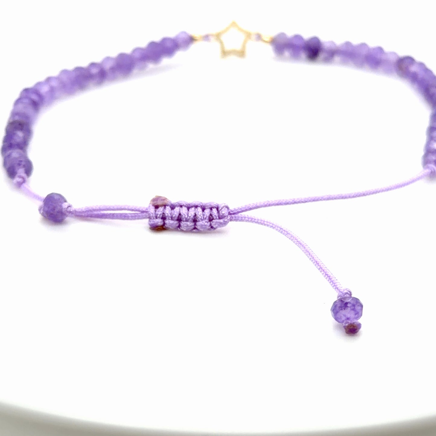 14K Gold Star Bracelet with Natural Amethyst