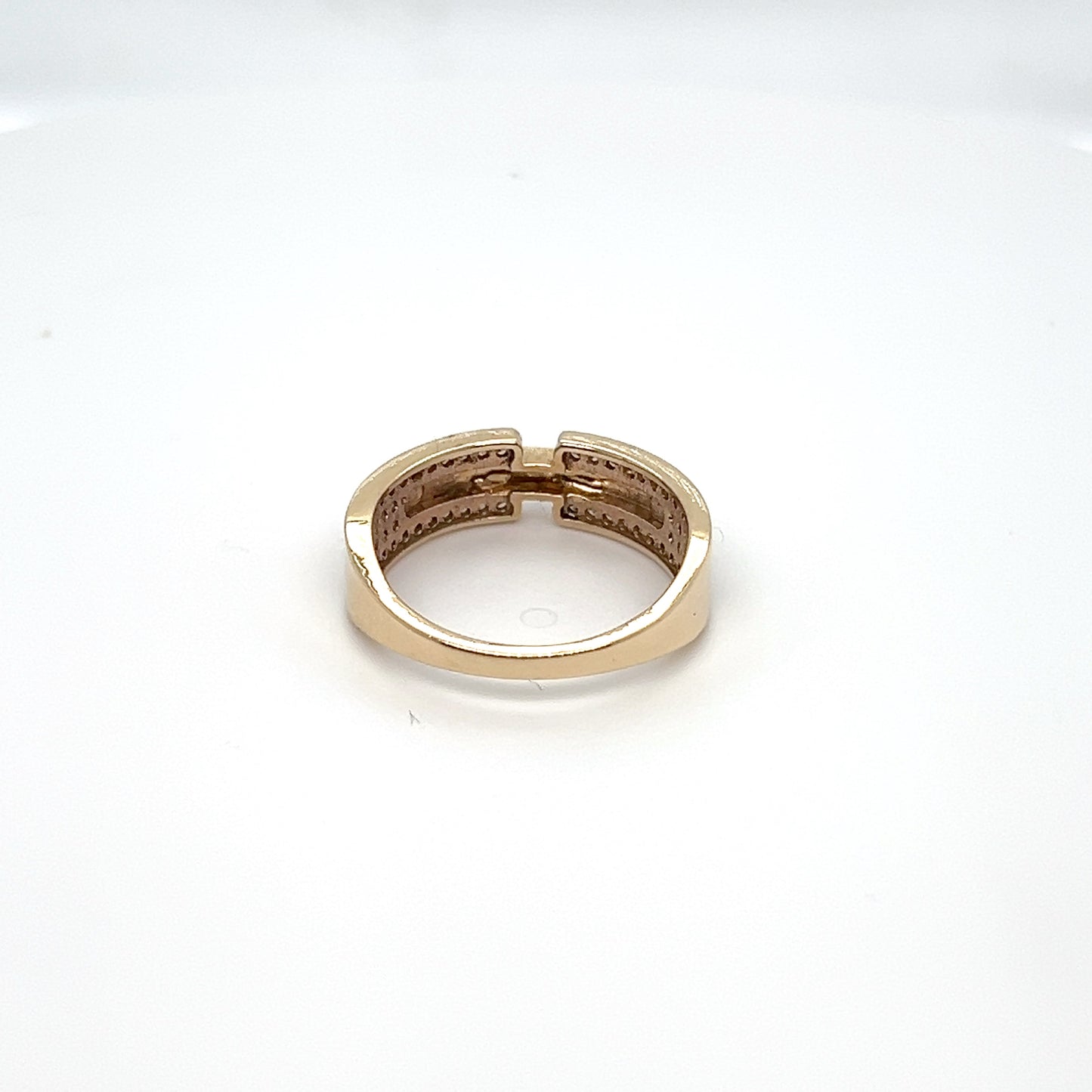 10K Gold CZ Screw Band Ring – Size 7