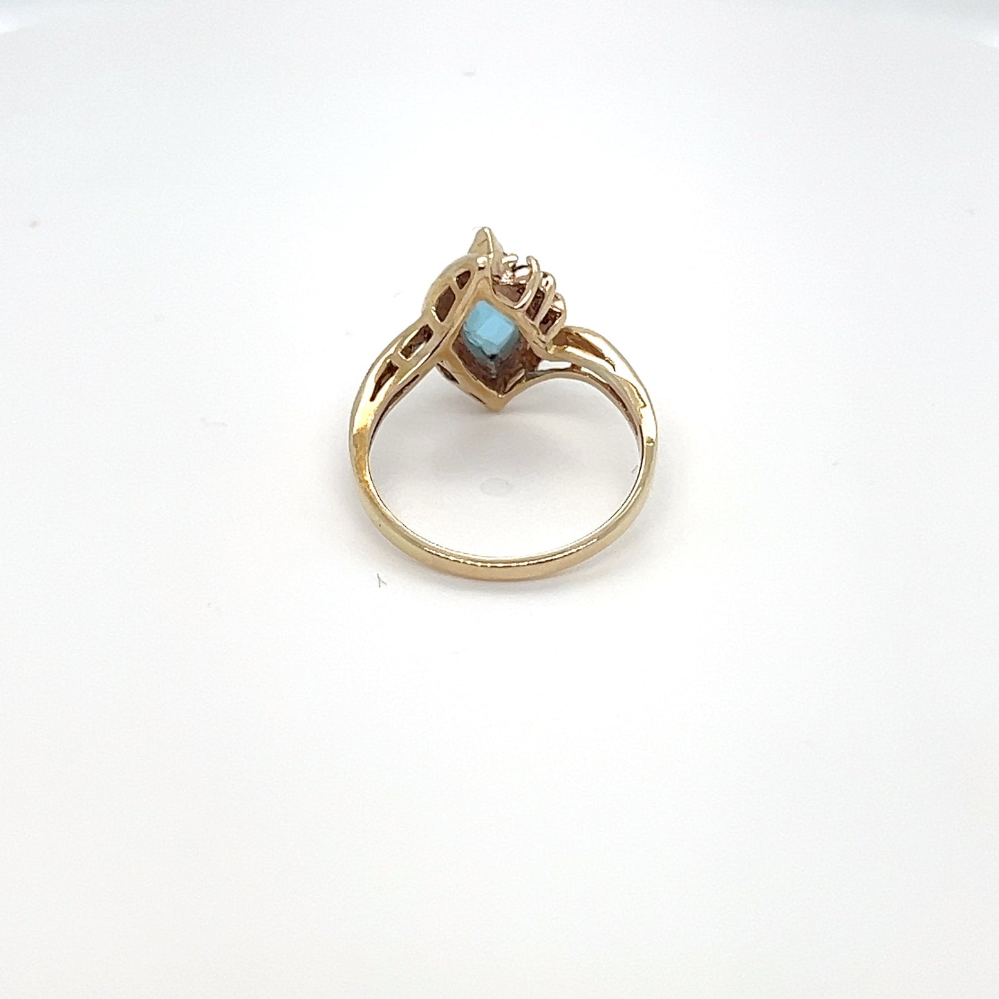 10K Yellow Gold Blue Marquise CZ Ring – Size 5.5