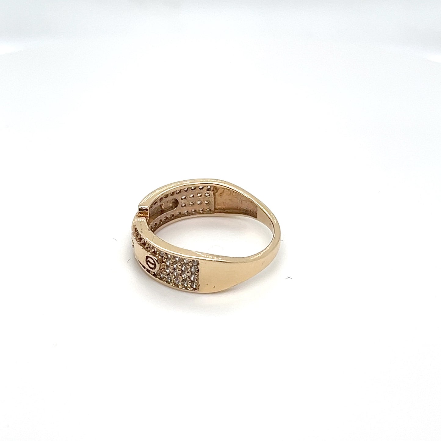 10K Gold CZ Screw Band Ring – Size 7