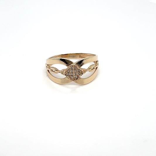 10K Yellow Gold CZ Crossover Ring – Size 8 – 2.2g