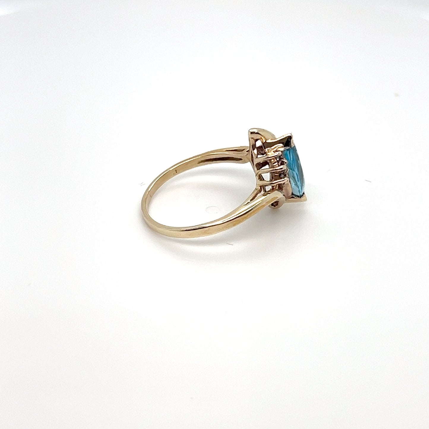 10K Yellow Gold Blue Marquise CZ Ring – Size 5.5