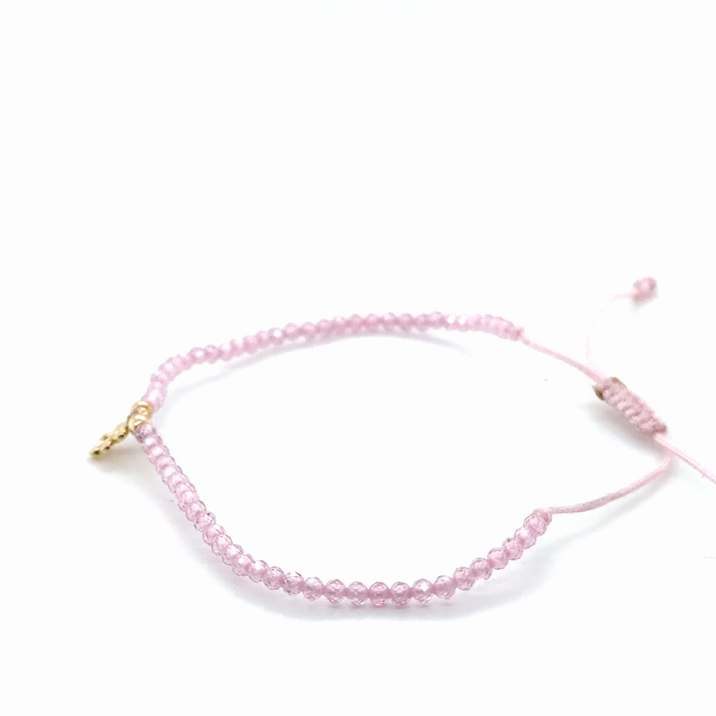 14K Yellow Gold Paw Charm Natural Crystal Adjustable Bracelet