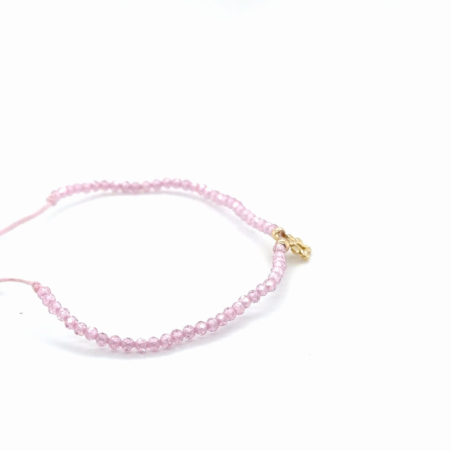 14K Yellow Gold Paw Charm Natural Crystal Adjustable Bracelet