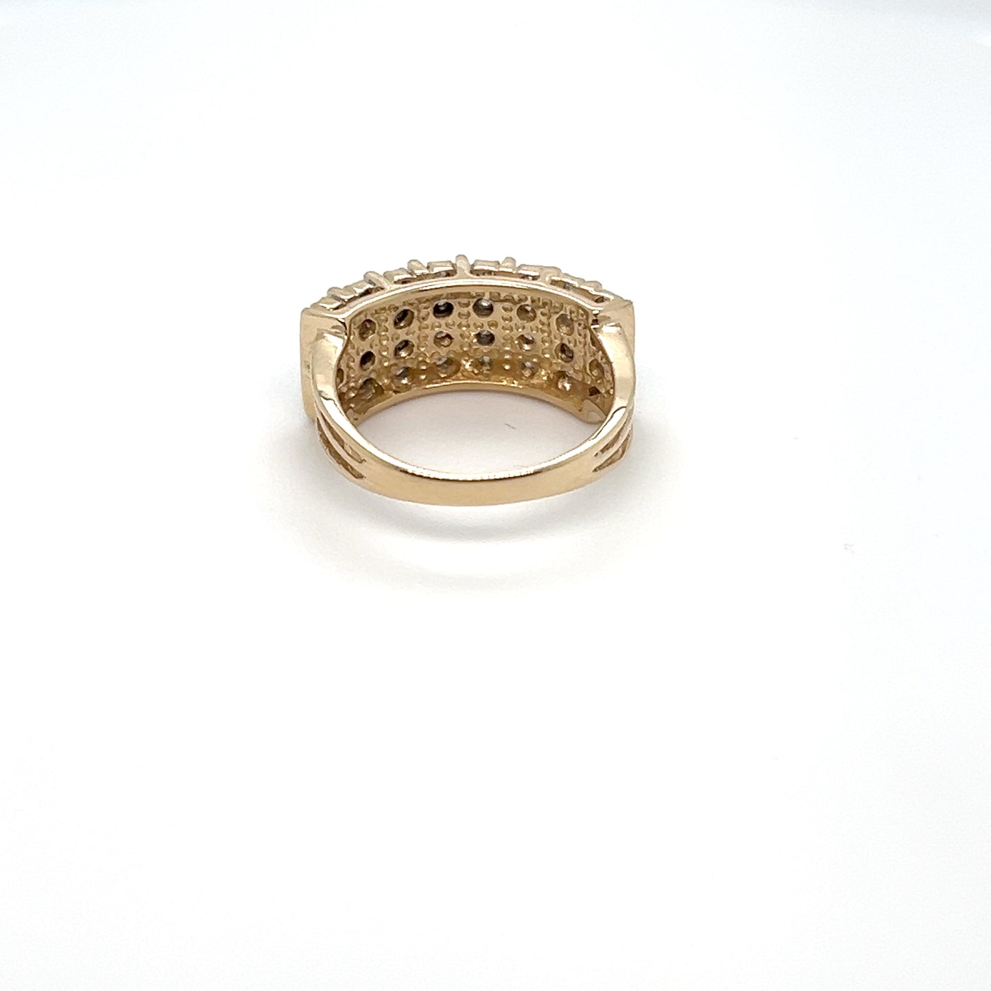 14K Yellow Gold Natural Diamond Multi-Row Ring – 4.3g – Size 5.75