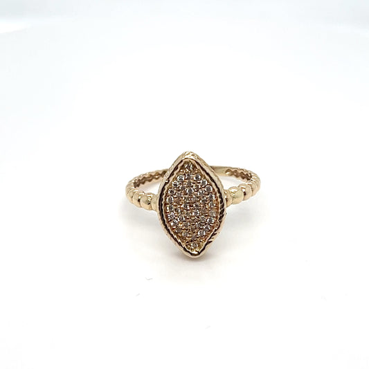 10K Yellow Gold Marquise Pavé CZ Ring – 2.5g – Size 8.5