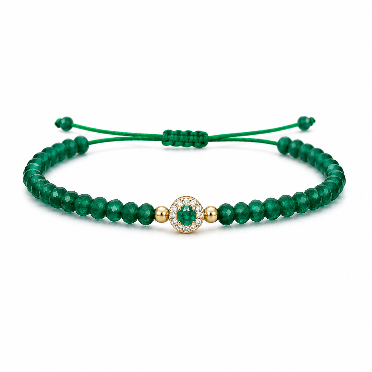 14K Gold Bracelet with Natural Emerald, Natural Diamonds & Green Gemstones