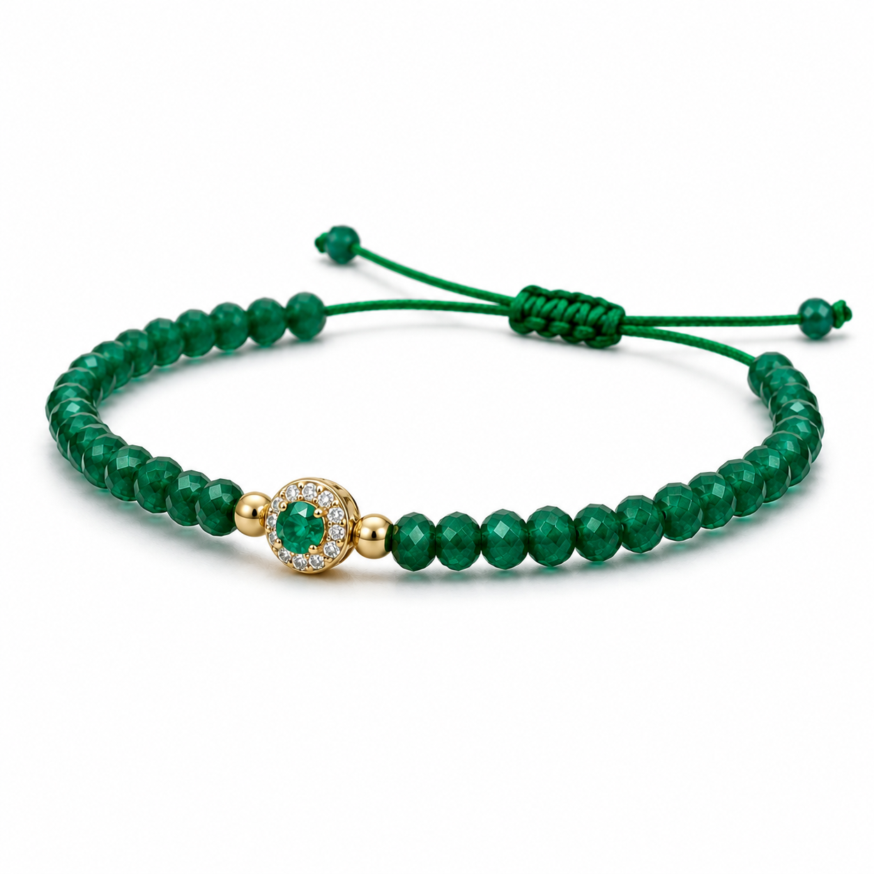 14K Gold Bracelet with Natural Emerald, Natural Diamonds & Green Gemstones